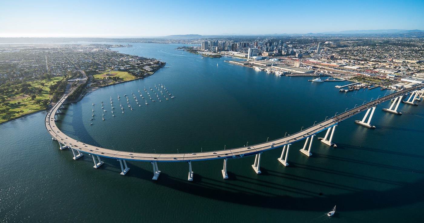 Coronado Bridge aerial photo, San Diego, California